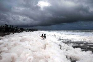 toxic foam at Marina Beach